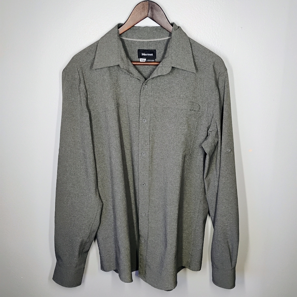Marmot Vented Outdoor Shirt Long Sleeve Gray‎ Hiking Fishing Men's Size Medium